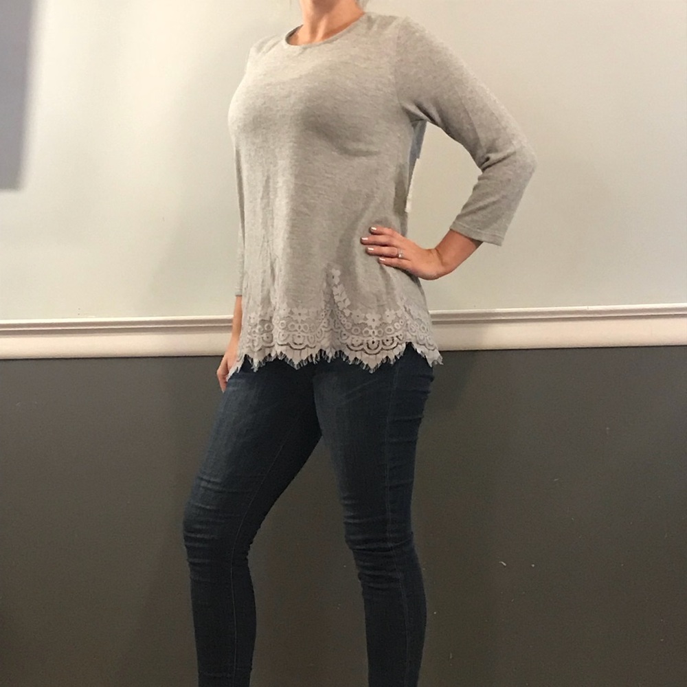 Francesca’s Gray Lace Sweater NWT Medium